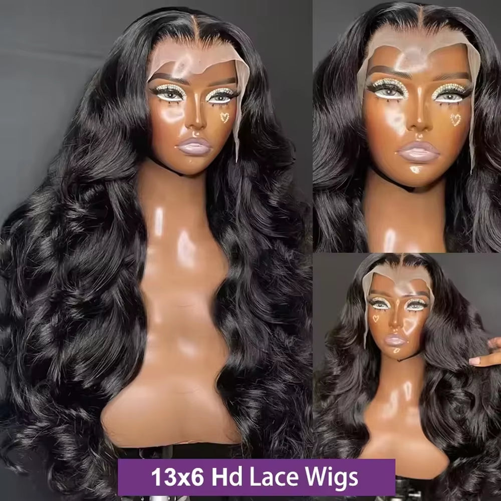 13X6 Hd Lace 28 Inch Body Wave Human Hair Wigs HD Lace Front Wig Black Pre Plucked 13X4 Human Wavy Lace Frontal Hair Wigs