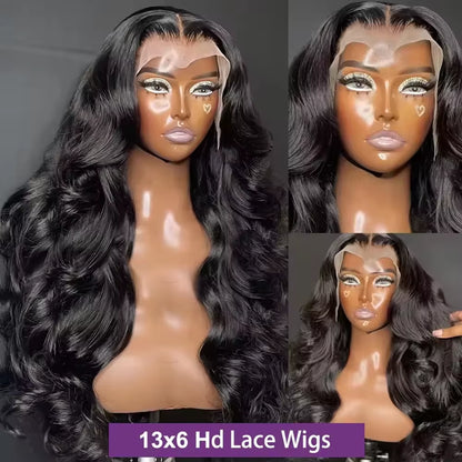 13X6 Hd Lace 28 Inch Body Wave Human Hair Wigs HD Lace Front Wig Black Pre Plucked 13X4 Human Wavy Lace Frontal Hair Wigs