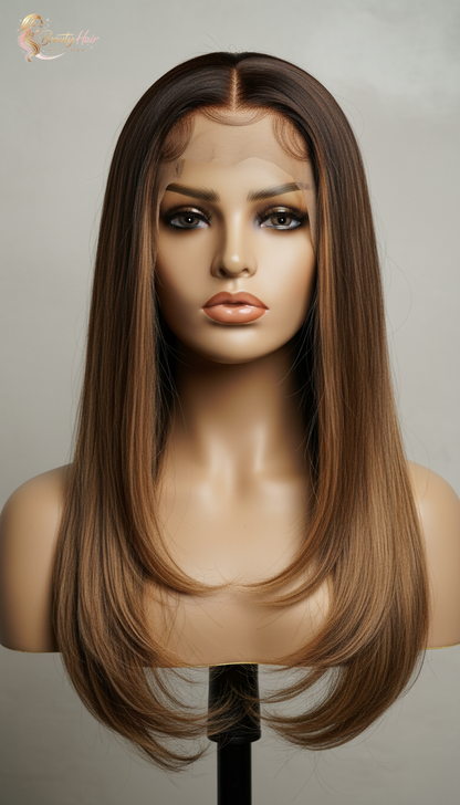 Ombre Honey Blonde 4/27 Highlight 5X5 13X4 Bone Straight Lace Front Wig Human Hair Pre Plucked with Baby Hair